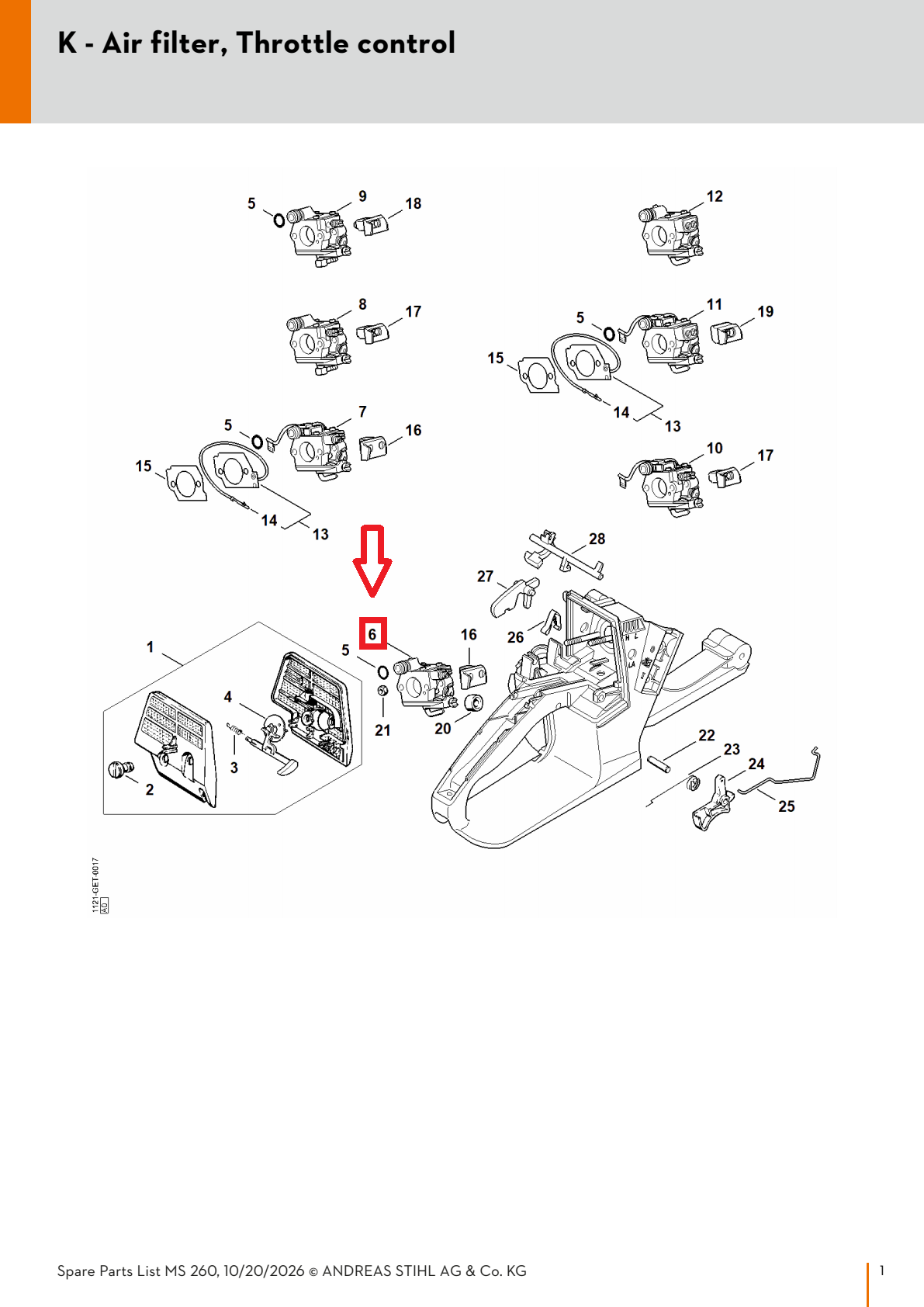 Stihl Carburetor Assembly 1121 120 0602 | WTE-1B | for MS 260