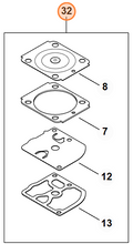 Stihl Set of Carburetor Parts 1141 007 1030 | For MS 261, MS 261 C-MQ, MS 271, MS 291