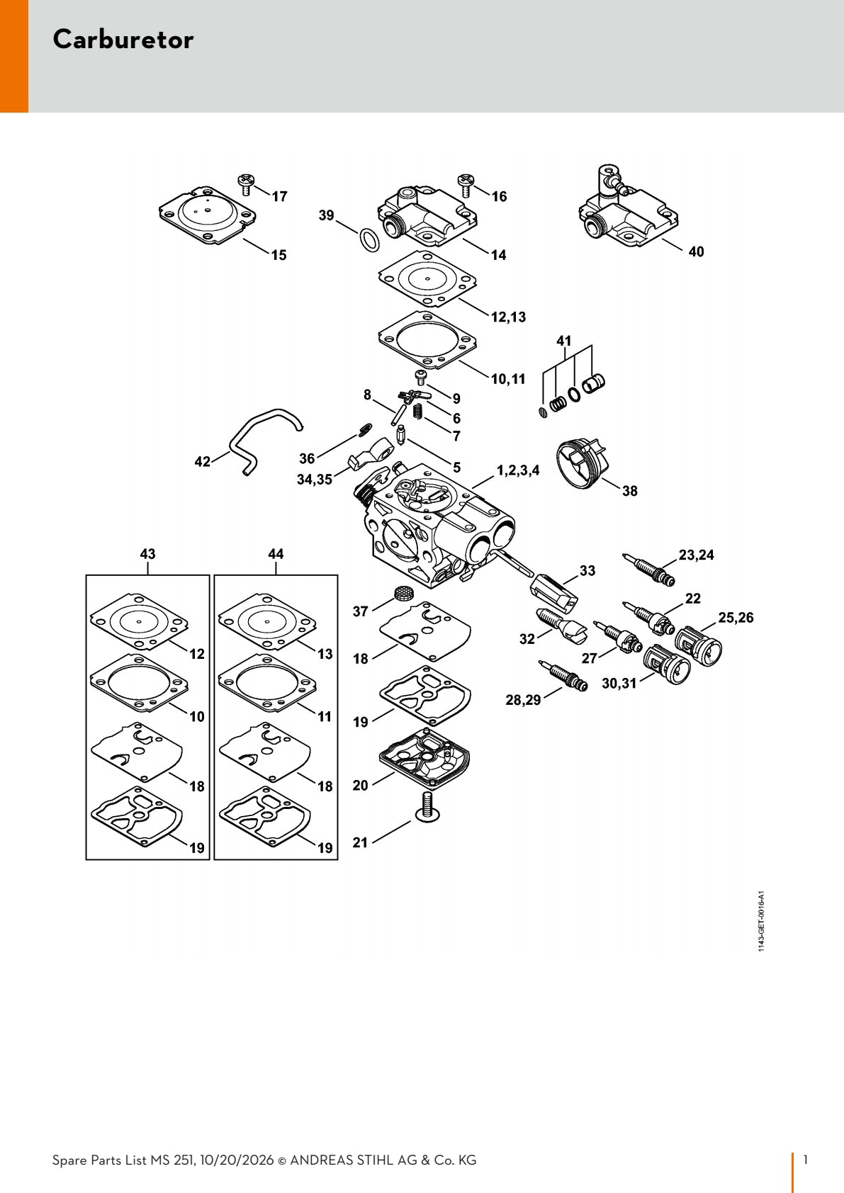 Stihl Carburetor Assembly 1143 120 0611 | C1Q-S295D | Fits MS 251