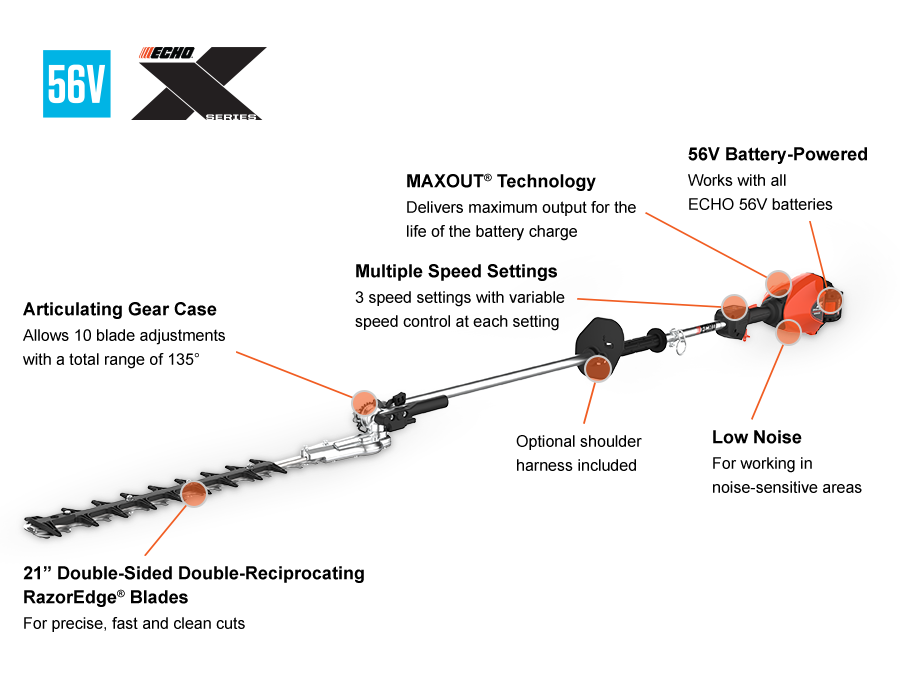 Echo DHCA-2600 Battery Powered Articulating Hedge Trimmer