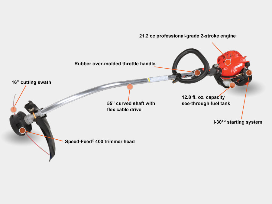 Echo GT-225L Curved Shaft Trimmer | 55in Shaft | 21.2cc