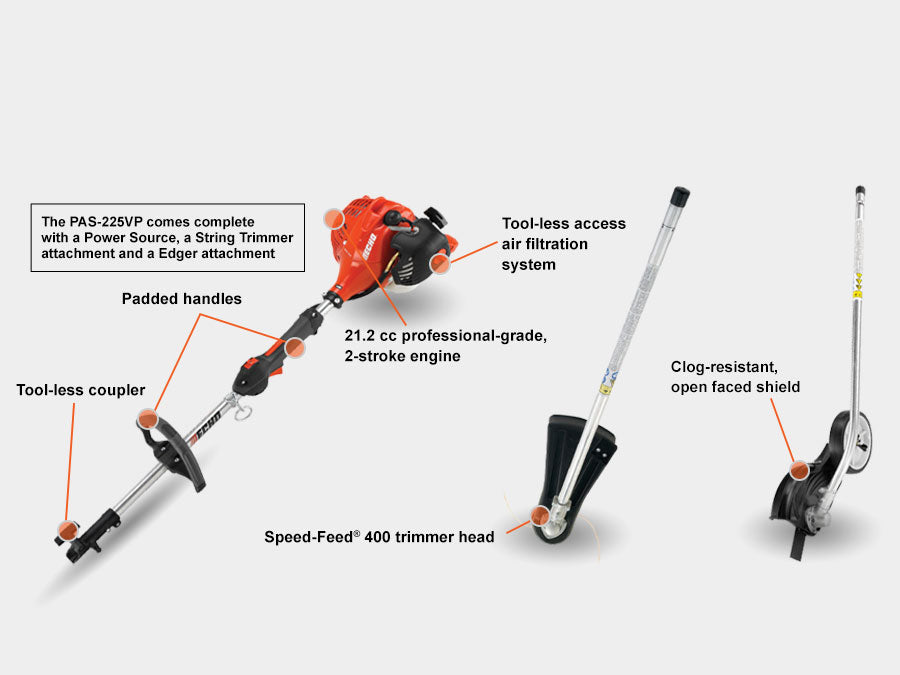 Echo PAS-225VP Pro Attachment Series Powerhead, Edger & Trimmer Attachment | 21.2cc
