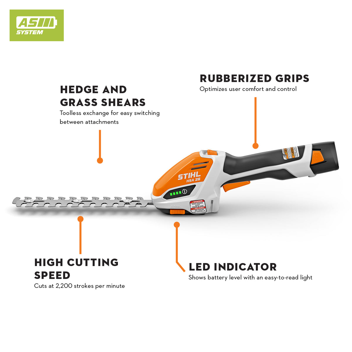 Stihl HSA 26 Battery Powered Hedge Shear | Set includes AS 2 Battery & AL 1 Charger