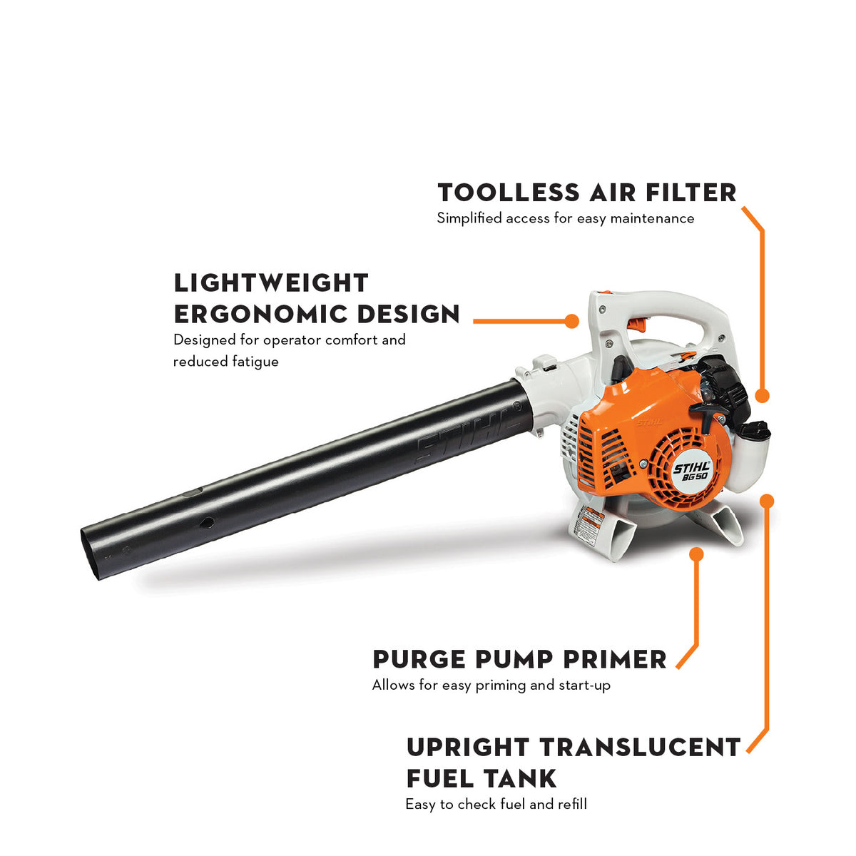 Stihl BG 50 Handheld Blower | 27.2cc, 134mph, 70dB