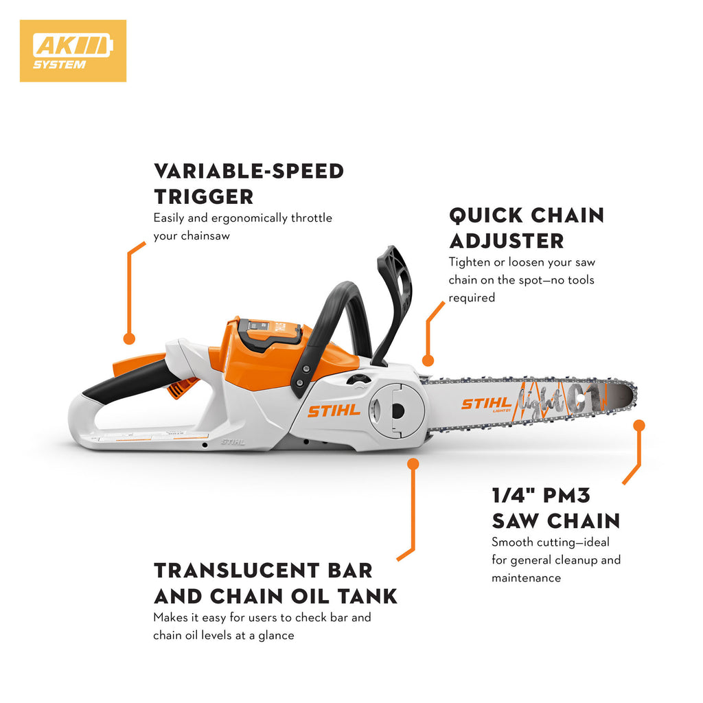 Stihl MSA 70 C-B Battery Powered Chainsaw | Set includes AK 30 Battery & AL 101 Charger
