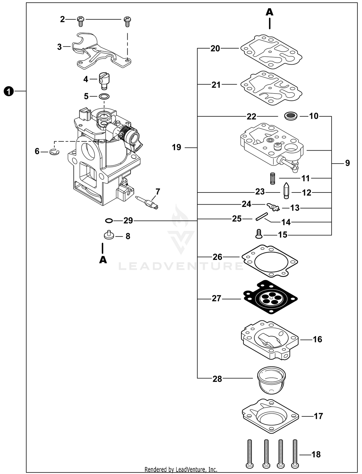 Echo Carburetor Assembly | A021004920 | Fits PB-8010, PB-9010