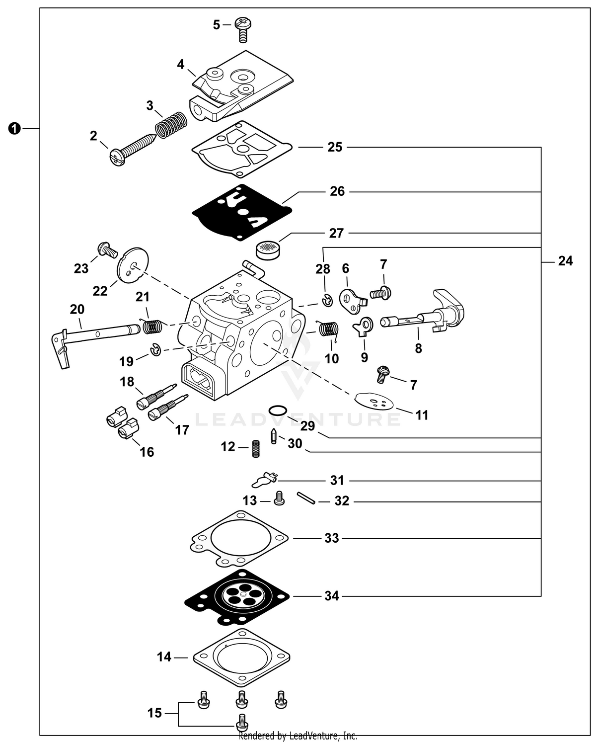 Echo Carburetor Assembly | A021005300 | CS-2511P S/N: C83715001001 - C83715999999