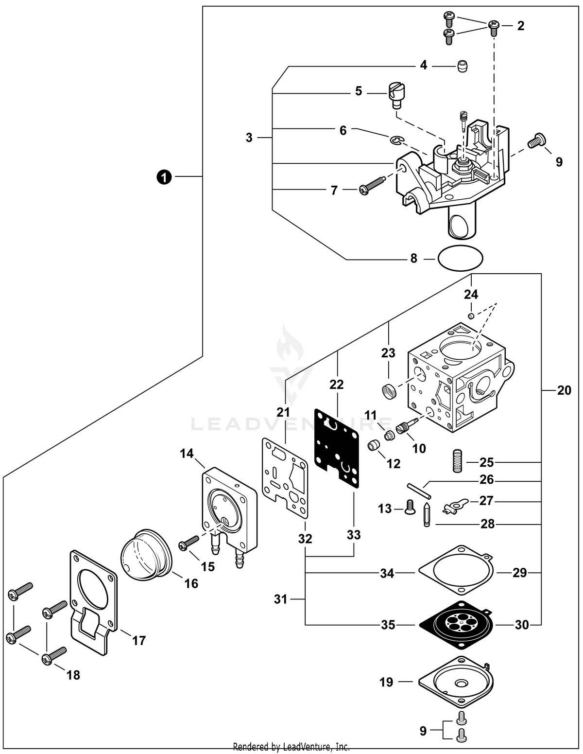 Echo Carburetor Assembly | A021005440 | Fits PAS-225, SRM-225, T225
