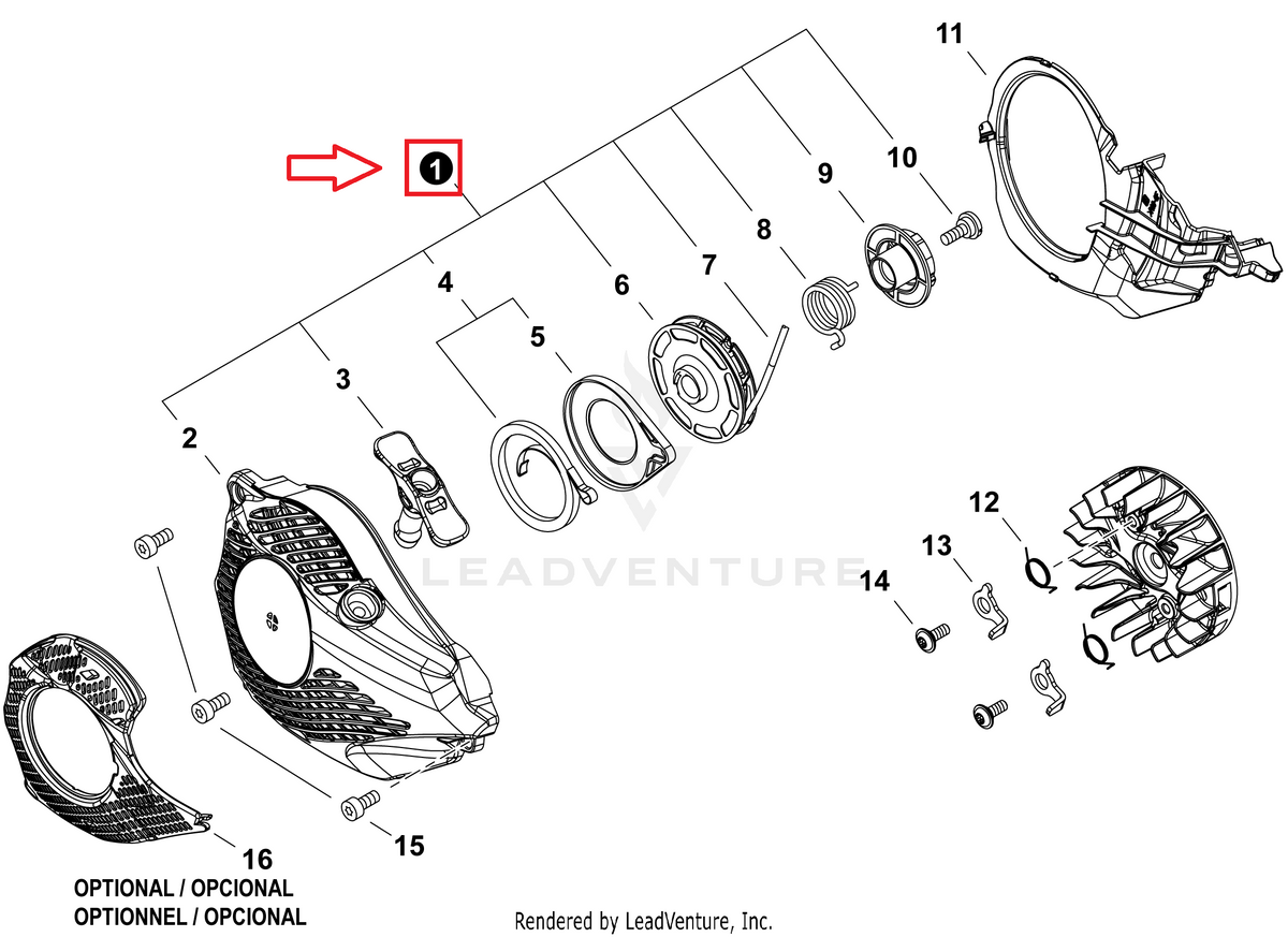 Echo Recoil Starter Assembly | A051003132 | Fits CS-2511T, CS-2511TN, CS-2511P, CS-2511PN