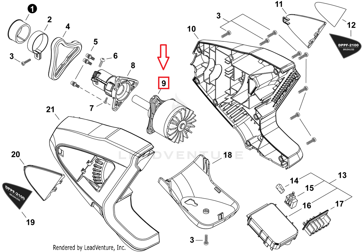 Echo Motor Assembly | A054000380 | Fits DPE-2100, DPPF-2100