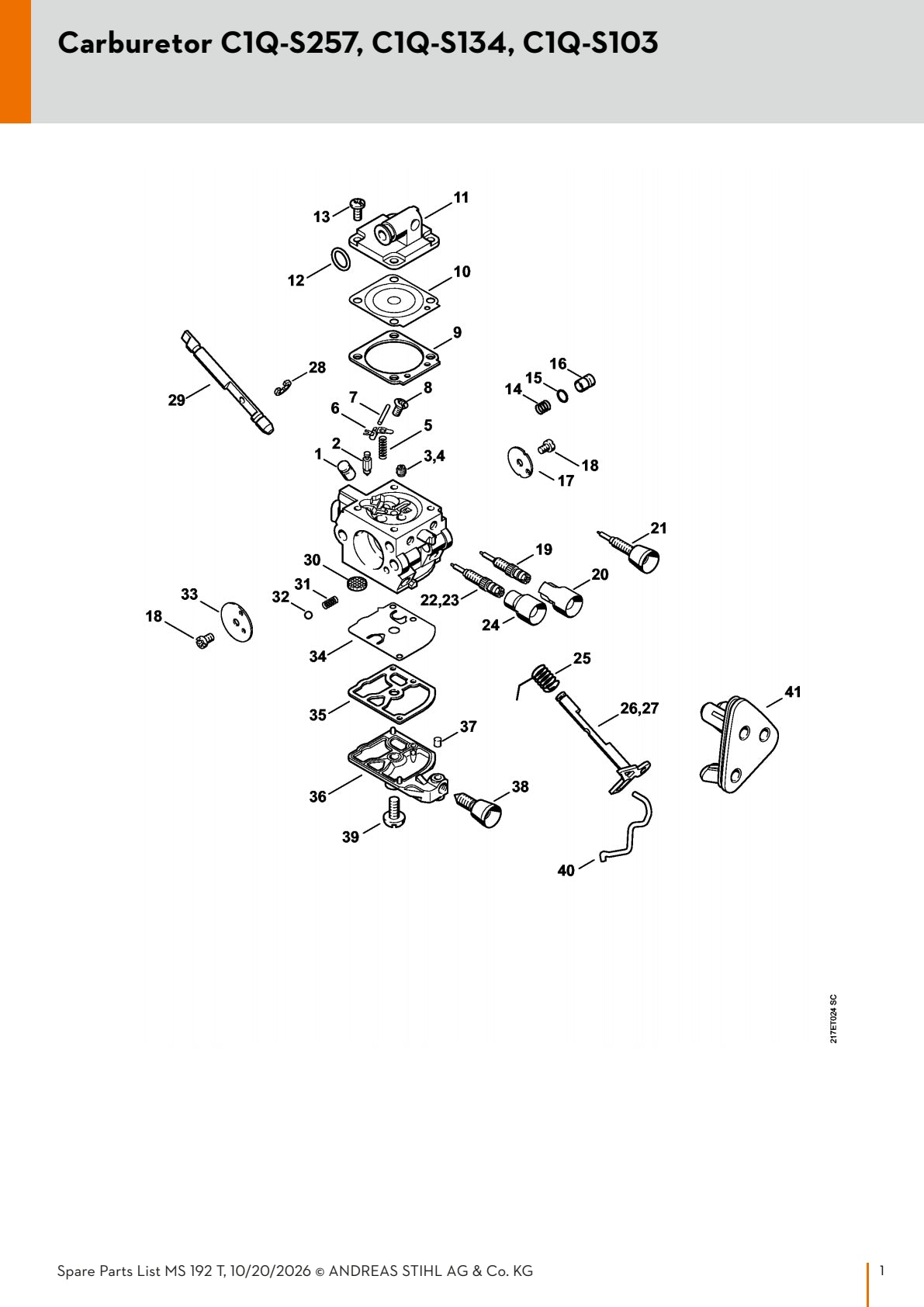 Stihl Carburetor Assembly 1137 120 0650 | MS 192 T Chainsaw