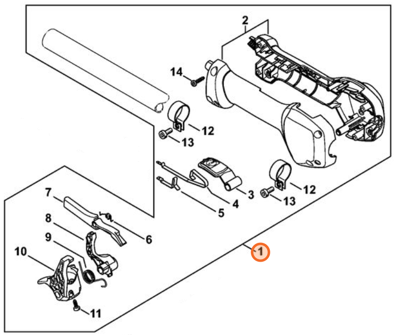 Stihl Control Handle Assembly 4180 790 1313 | For FS 251, FS 240 R, FS 251