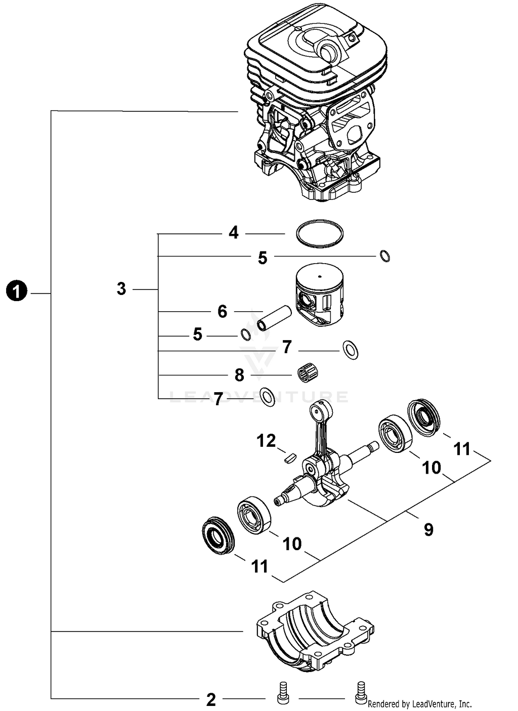 Echo Cylinder Assembly | P100012490 | Shindaiwa 493, CS-4920