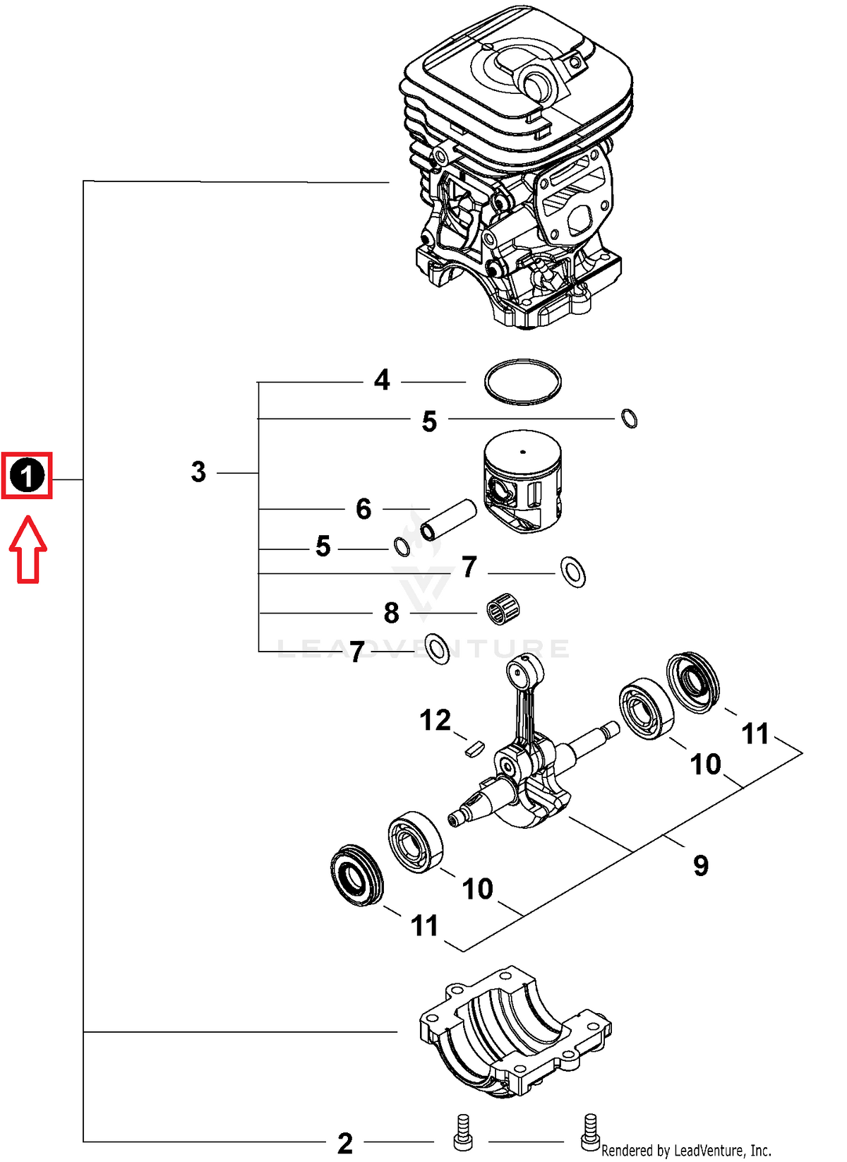 Echo Cylinder Assembly | P100012490 | Shindaiwa 493, CS-4920