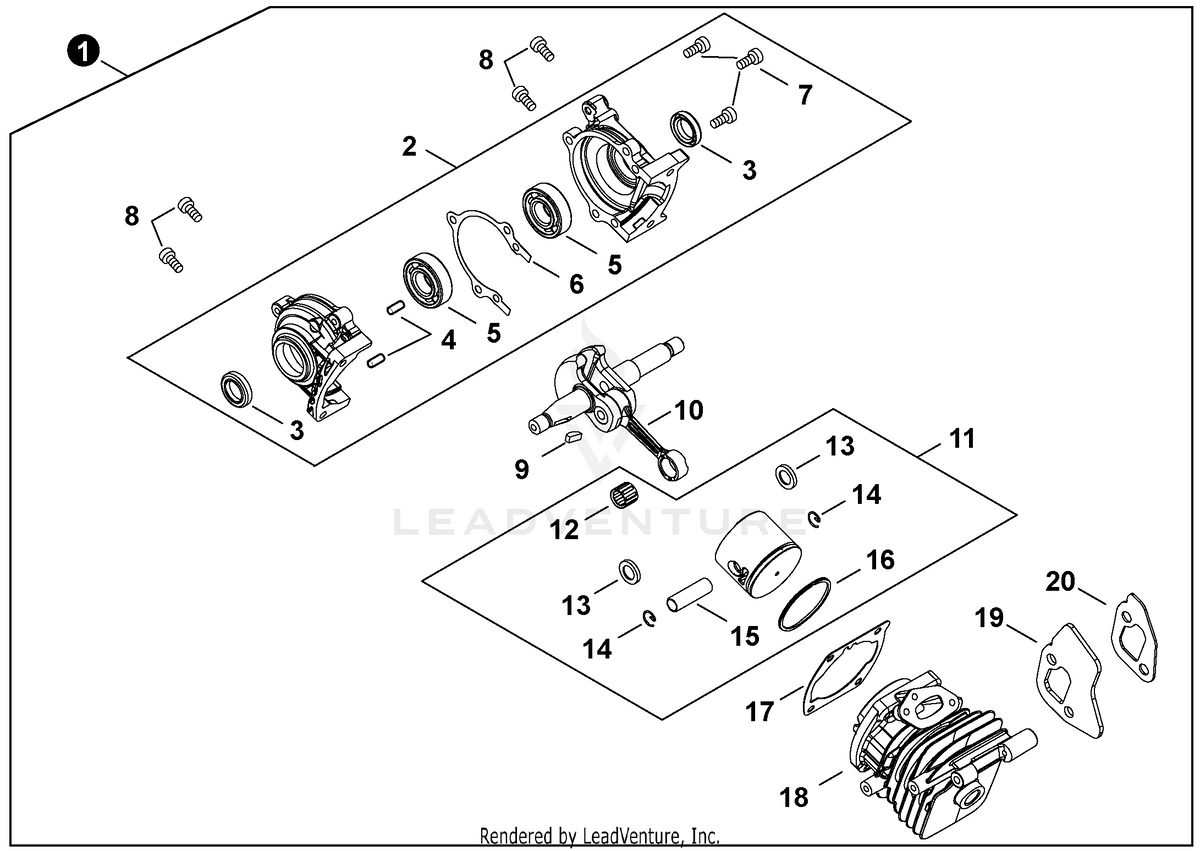 Echo Short Block Assembly | Fits CS-2511T, CS-2511P, 251TSN | SB1120