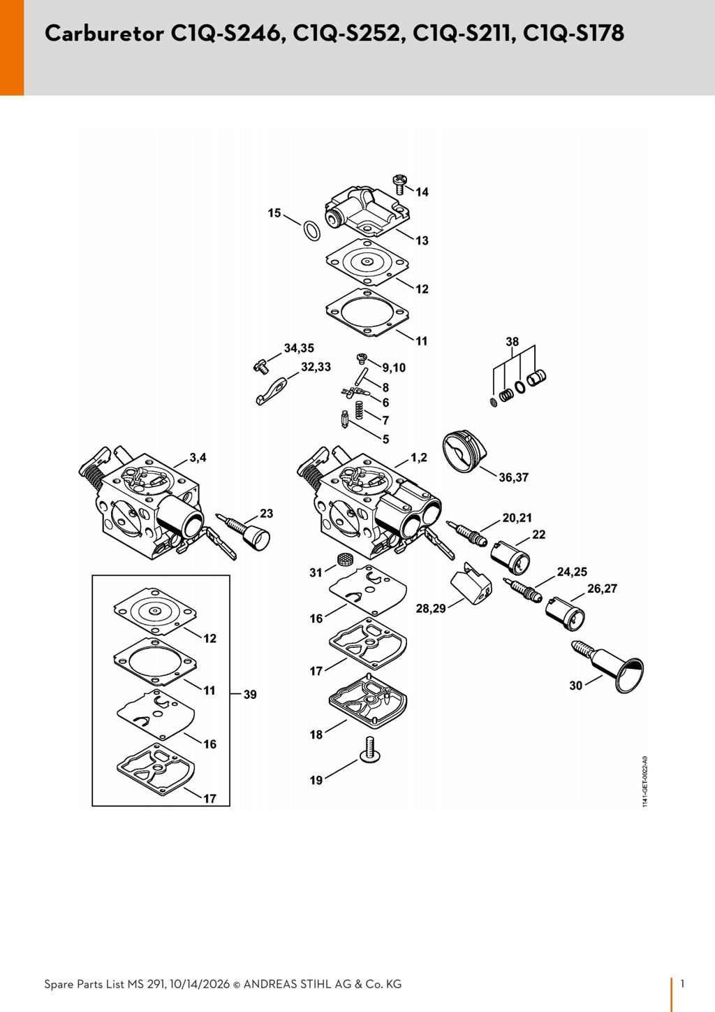 Stihl Carburetor Assembly 1141 120 0616 | Fits MS 271, MS 291