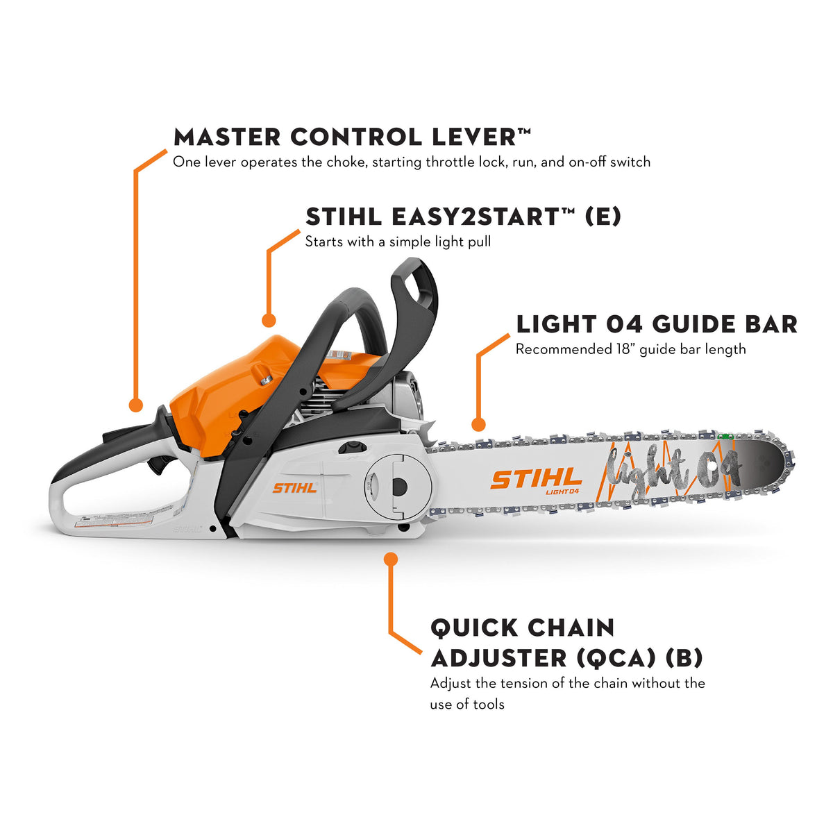 Stihl MS 172 C-E Gas Chainsaw | 16" Guide Bar 3/8" Pitch, .043" Gauge